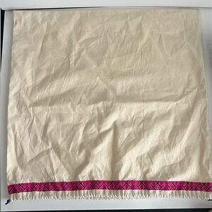 Tory Burch Drawstring Dust Bag Cream Fabric with Pink Trim